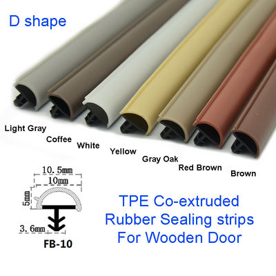 Bandes d'étanchéité en caoutchouc co-extrudées en forme de D bande d'étanchéité de porte en bois coupe-froid couleur blanche