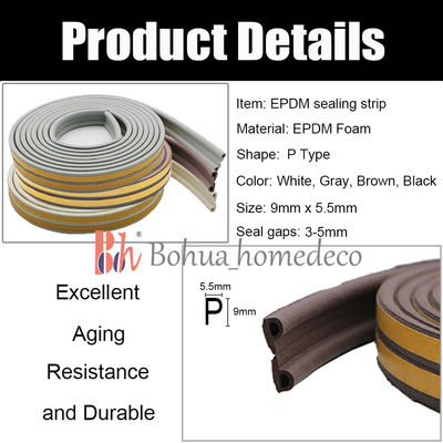la forme en caoutchouc des joints P de 9x5.5mm EPDM bourrelet pour la porte et la fenêtre