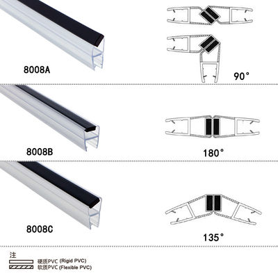 Bons joints imperméables de PVC de bande magnétique de porte de douche de résilience pour le verre de 8mm