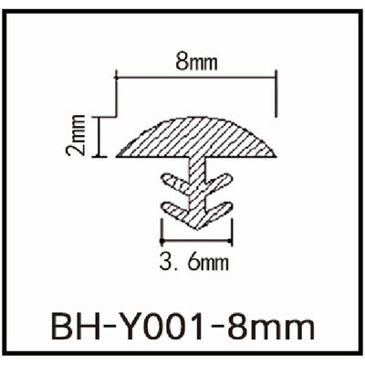 Le type arc solide de fente de bande de joint de porte de PVC a formé multicolore de 8*2mm soutenu