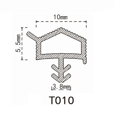 Bande en caoutchouc de joint de porte de calfeutrer d'élastomère thermoplastique avec l'aileron 10*5.5mm
